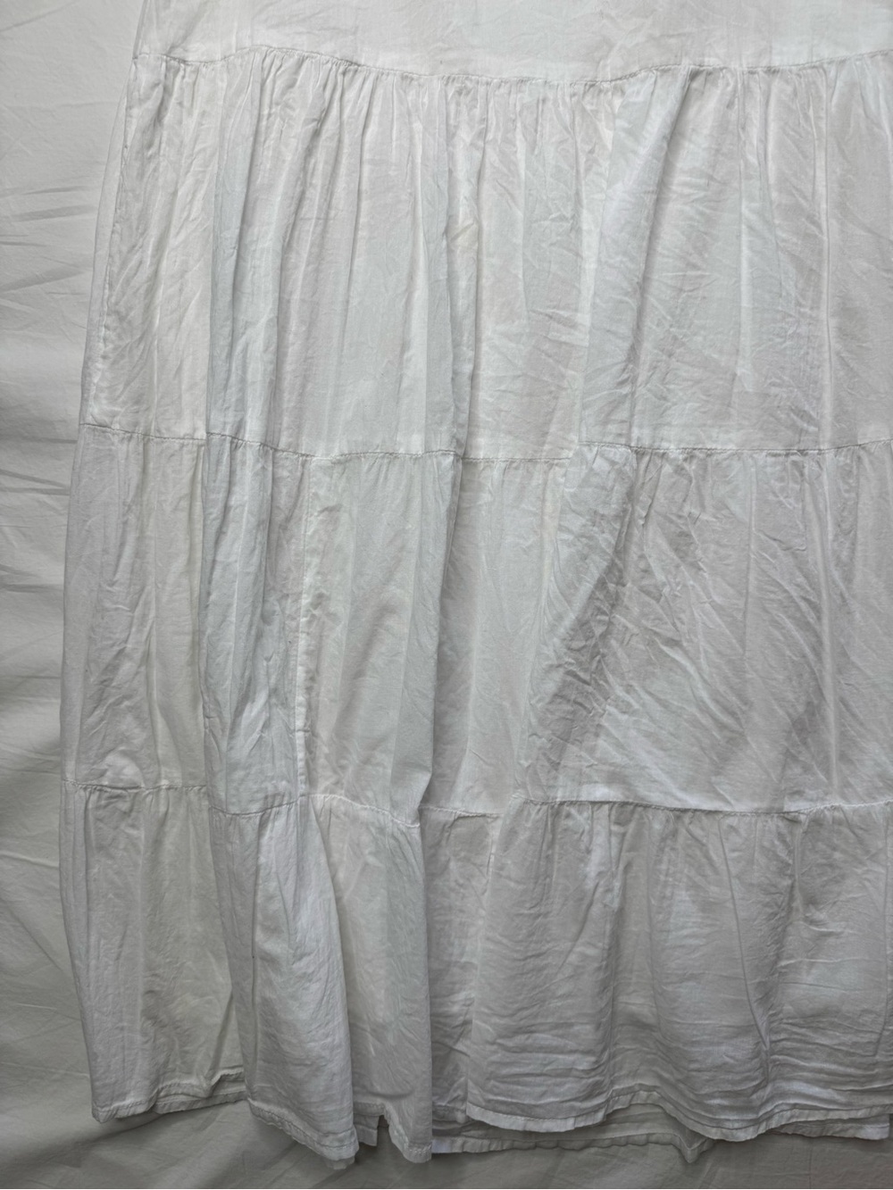 New Direction - White Tiered Boho Midi Skirt 100% Cotton - Picture 3 of 10